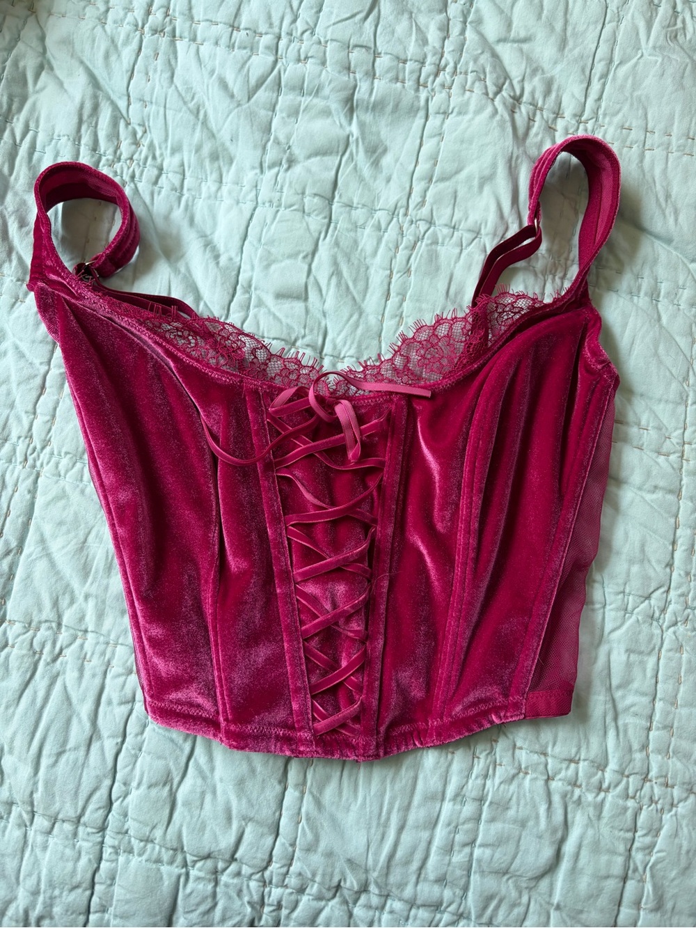 Victoria's Secret Fuchsia Lace-Trim Bustier Top